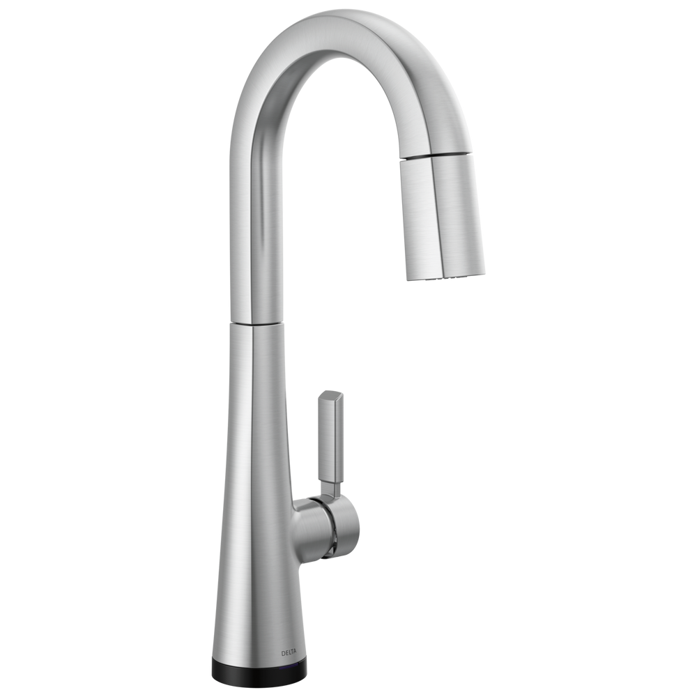 Delta Monrovia: Touch2O Bar / Prep Faucet with Touchless Technology - Lumicoat Arctic Stainless / Cu