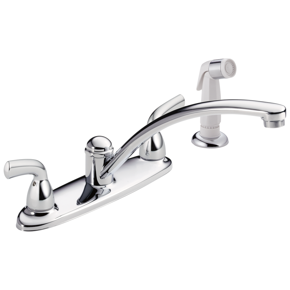 Delta Foundations: Two Handle Kitchen Faucet with Spray - / Curve w/o Tab - D11/D6 / Standard