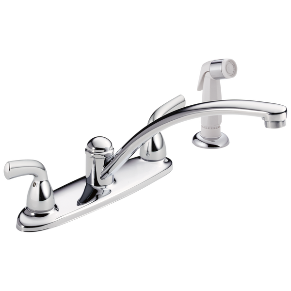 Delta Foundations: Two Handle Kitchen Faucet with Spray - / Curve w/o Tab - D11/D6 / Standard