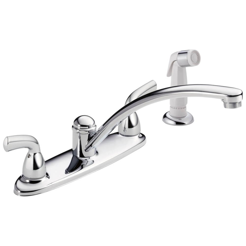 Delta Foundations: Two Handle Kitchen Faucet with Spray - / Curve w/o Tab - D11/D6 / Standard