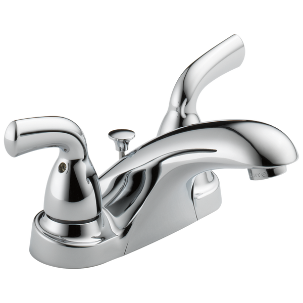 Delta Foundations: Two Handle Centerset Bathroom Faucet - / Curve w/o Tab - D6 / Plastic Pop-