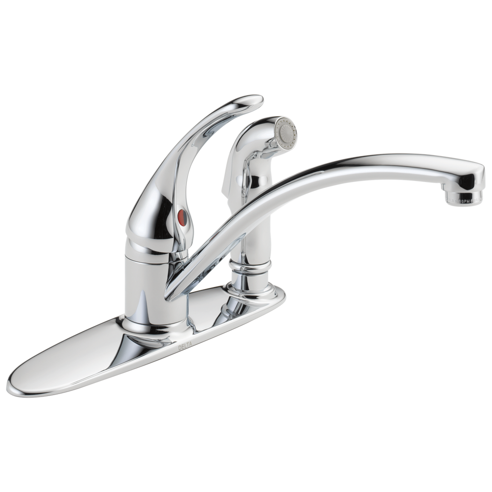 Delta Foundations: Single Handle Kitchen Faucet with Integral Spray - / Curve w/o Tab - D11 /