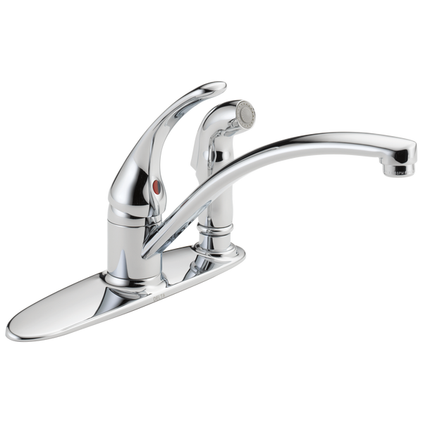 Delta Foundations: Single Handle Kitchen Faucet with Integral Spray - / Curve w/o Tab - D11 /