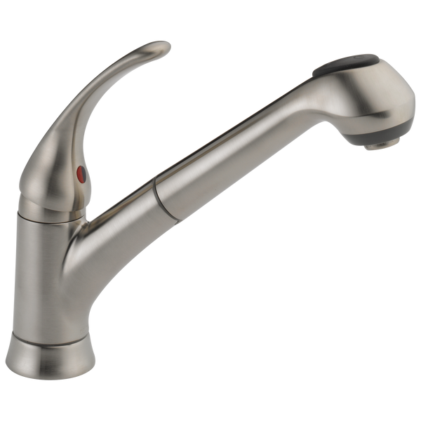 Delta Foundations: Single Handle Pull-Out Kitchen Faucet - / Curve w/o Tab - D6 / Standard