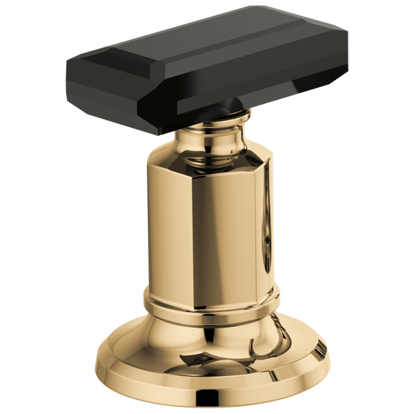 Brizo Invari: Widespread Lavatory Black Crytal Knob Handle Kit - Polished Gold / Puck / Puck