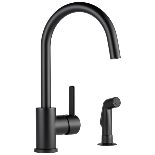 Peerless Precept: Single-Handle Kitchen Faucet with Spray - / Rectangle w/ Peerless Logo