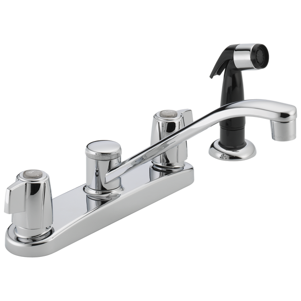 Peerless Core: Two Handle Kitchen Faucet - / Rectangle w/ Peerless Logo - PL11 / Standard