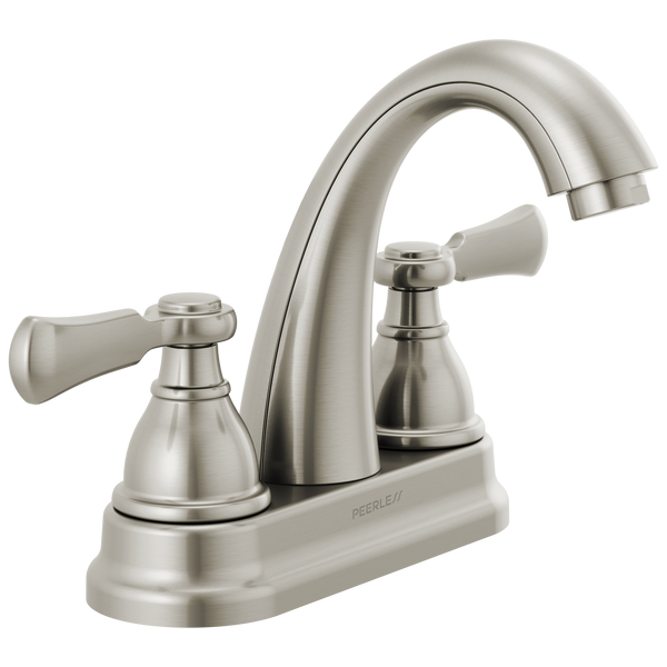 Peerless Elmhurst: Two-Handle Centerset Bath Faucet - / Rectangle w/ Peerless Logo -