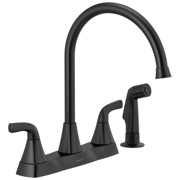 Peerless Parkwood: Two Handle Kitchen Faucet - / Rectangle w/ Peerless Logo - PL11/D4 /