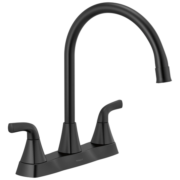 Peerless Parkwood: Two Handle Kitchen Faucet - / Rectangle w/ Peerless Logo - PL11 / St