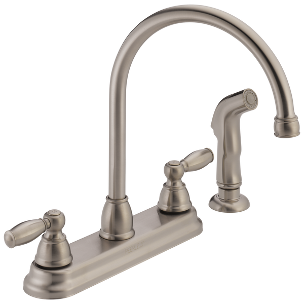 Peerless Claymore: Two Handle Kitchen Faucet - / Rectangle w/ Peerless Logo - PL11 / Stan