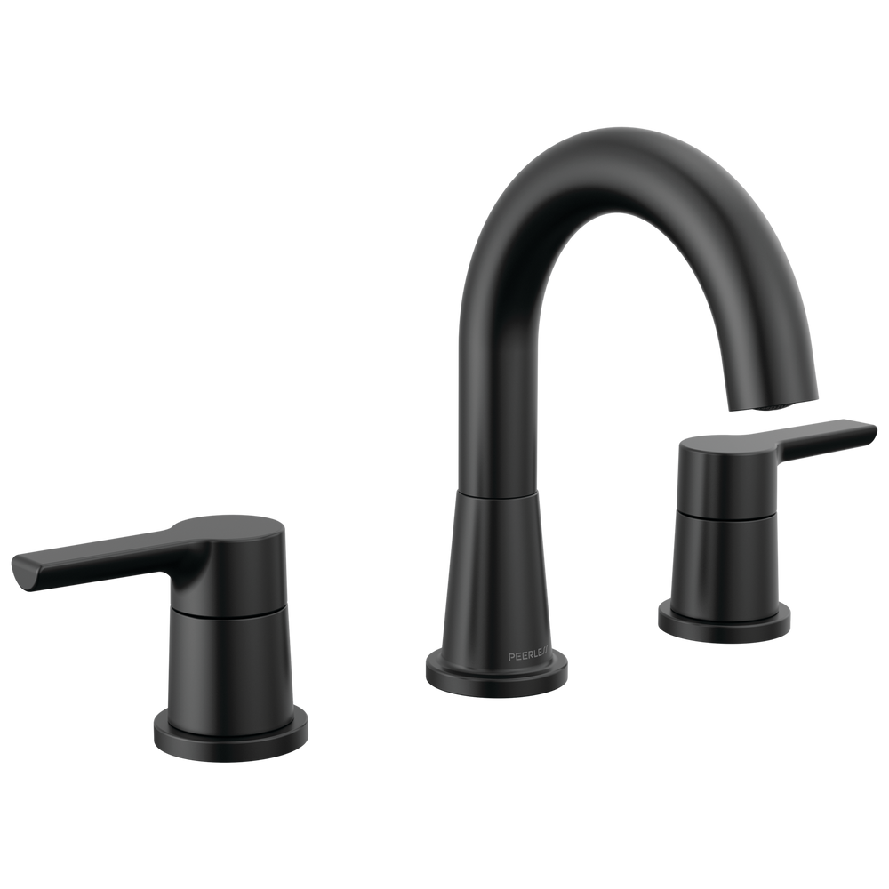 Peerless Flute: Two Handle Widespread Lavatory Faucet - / Rectangle w/ Peerless Logo -