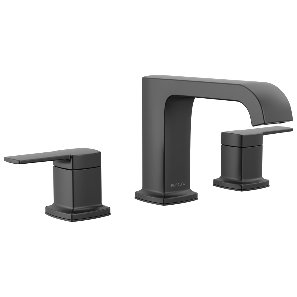 Peerless Ezra: Widespread Curved Spout Lavatory Faucet - / Rectangle w/ Peerless Logo -