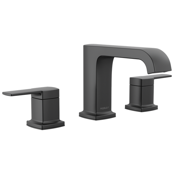 Peerless Ezra: Widespread Curved Spout Lavatory Faucet - / Rectangle w/ Peerless Logo -