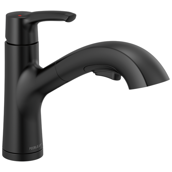Peerless Parkwood: Single Handle Pullout Kitchen Faucet - / Rectangle w/ Peerless Logo