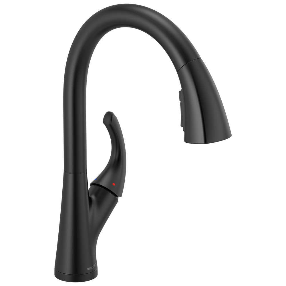 Peerless Parkwood: Single Handle Pulldown Kitchen Faucet - / Rectangle w/ Peerless Logo
