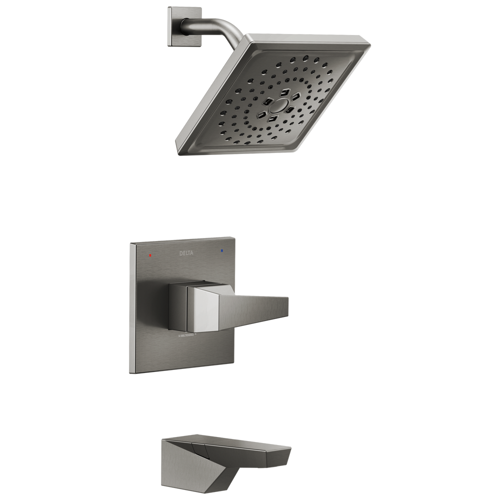 Delta Trillian: 14 Series H2Okinetic Tub Shower Trim - Lumicoat Black Stainless / TS12 / TS12