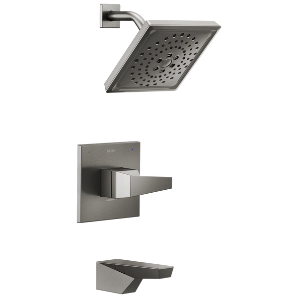 Delta Trillian: 14 Series H2Okinetic Tub Shower Trim - Lumicoat Black Stainless / TS12 / TS12