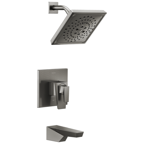 Delta Trillian: 17 Series H2Okinetic Tub Shower Trim - Lumicoat Black Stainless / TS12 / TS12