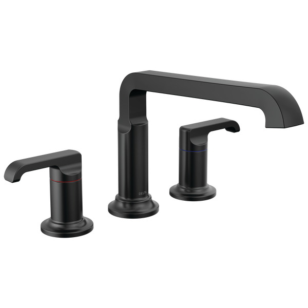 Delta Tetra: Roman Tub Trim - / Rectangle w/ Delta Logo - H588BL/DL15 / Less Handle Prog