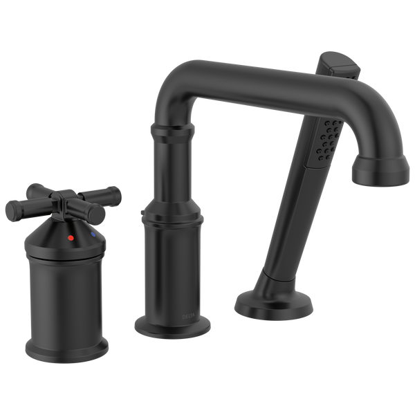 Delta Broderick: Three Hole Roman Tub Trim with Hand Shower - Less Handle - / Rectangle
