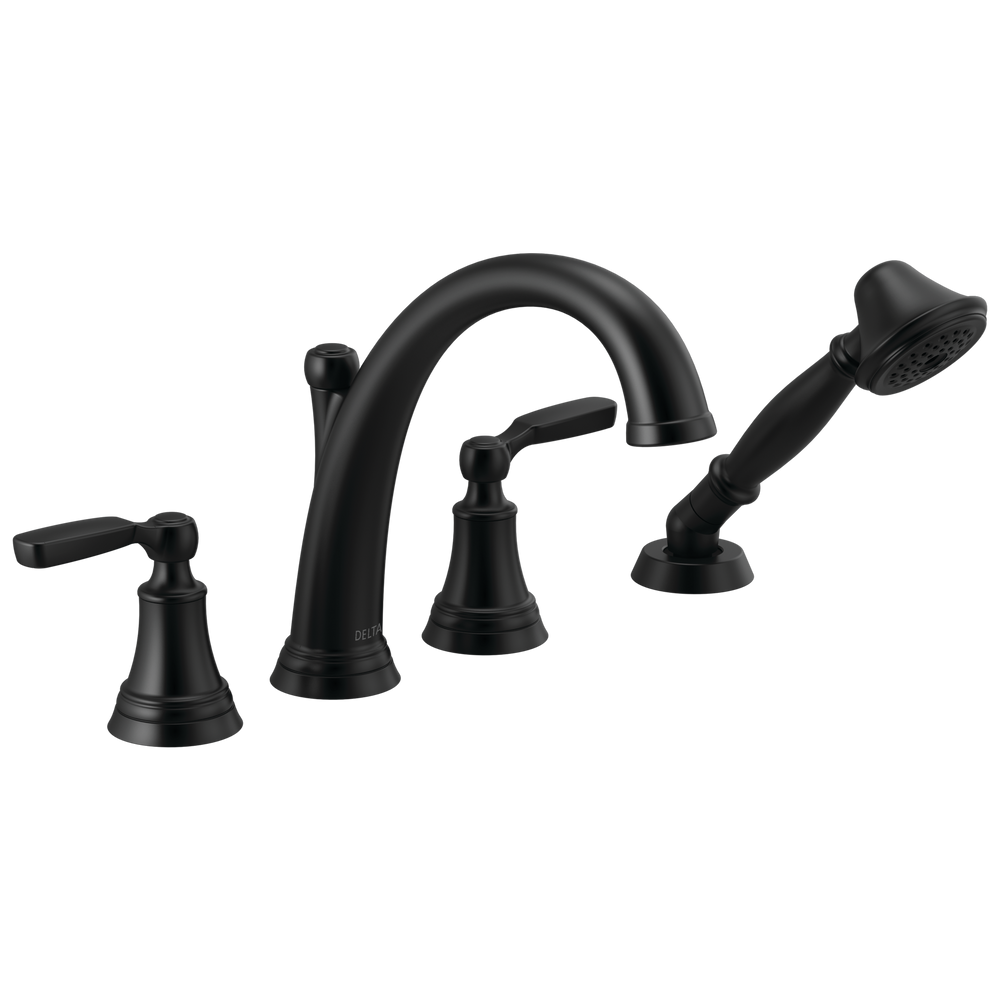 Delta Woodhurst: Roman Tub with Hand Shower Trim - / Rectangle w/ Delta Logo - DL15/D4 /