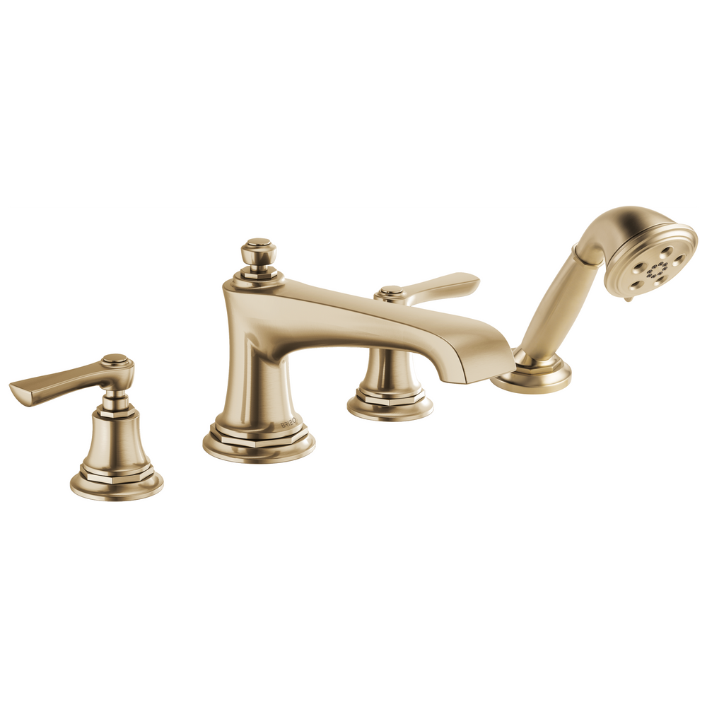 Brizo Rook: Roman Tub Faucet with Handshower - Less Handles - / HL660-GL / BL15