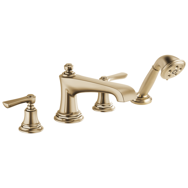 Brizo Rook: Roman Tub Faucet with Handshower - Less Handles - / HL660-GL / BL15